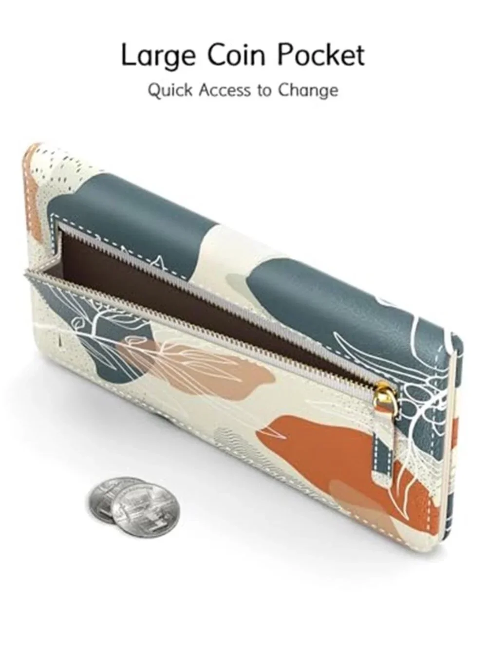 Boho Floral RFID Slim Wallet Womens Leather Bifold Card Holder Coin Purse Clutch